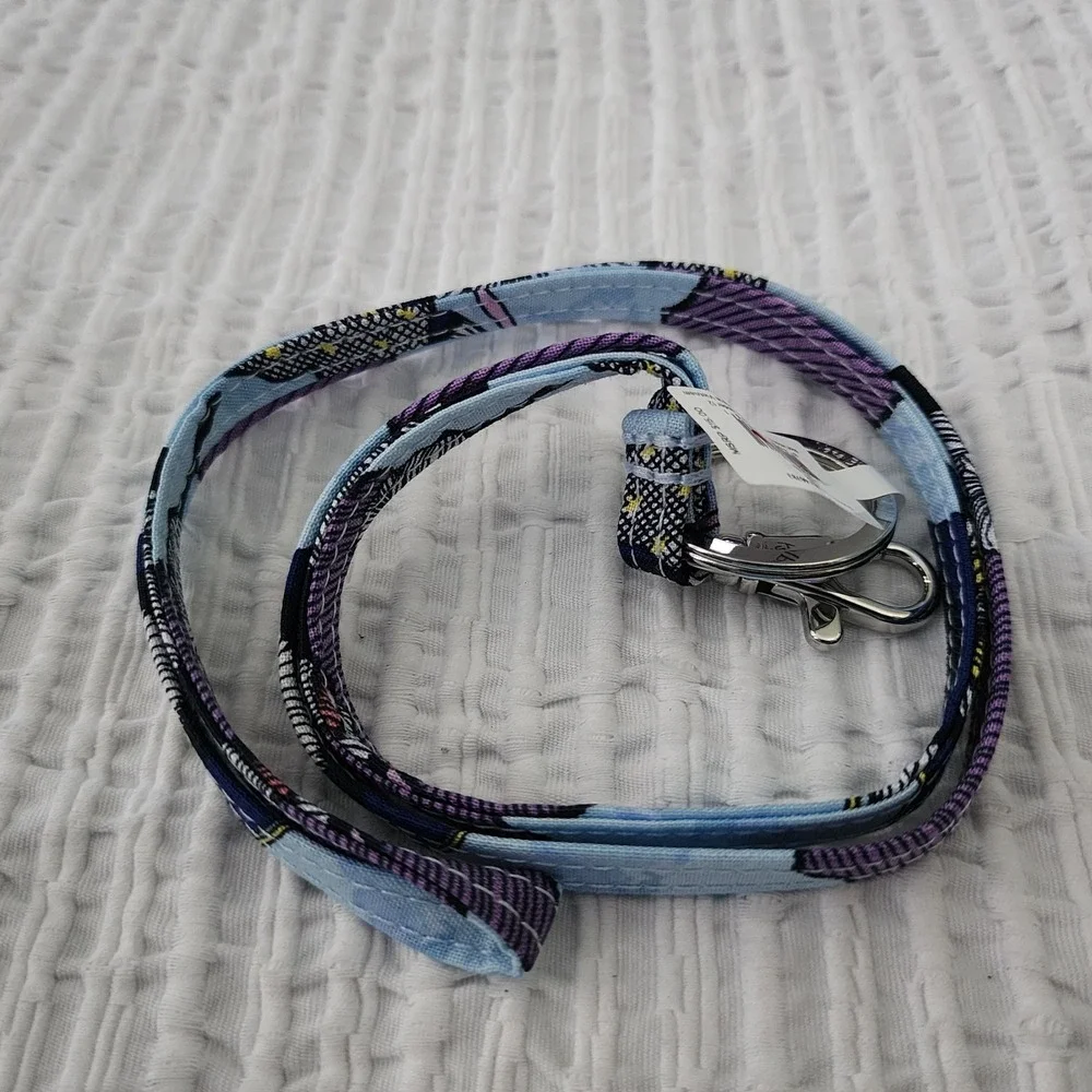 Vera Bradley Butterfly By Lanyard Blue Purple Floral ID Key Holder 28145-X49 NEW